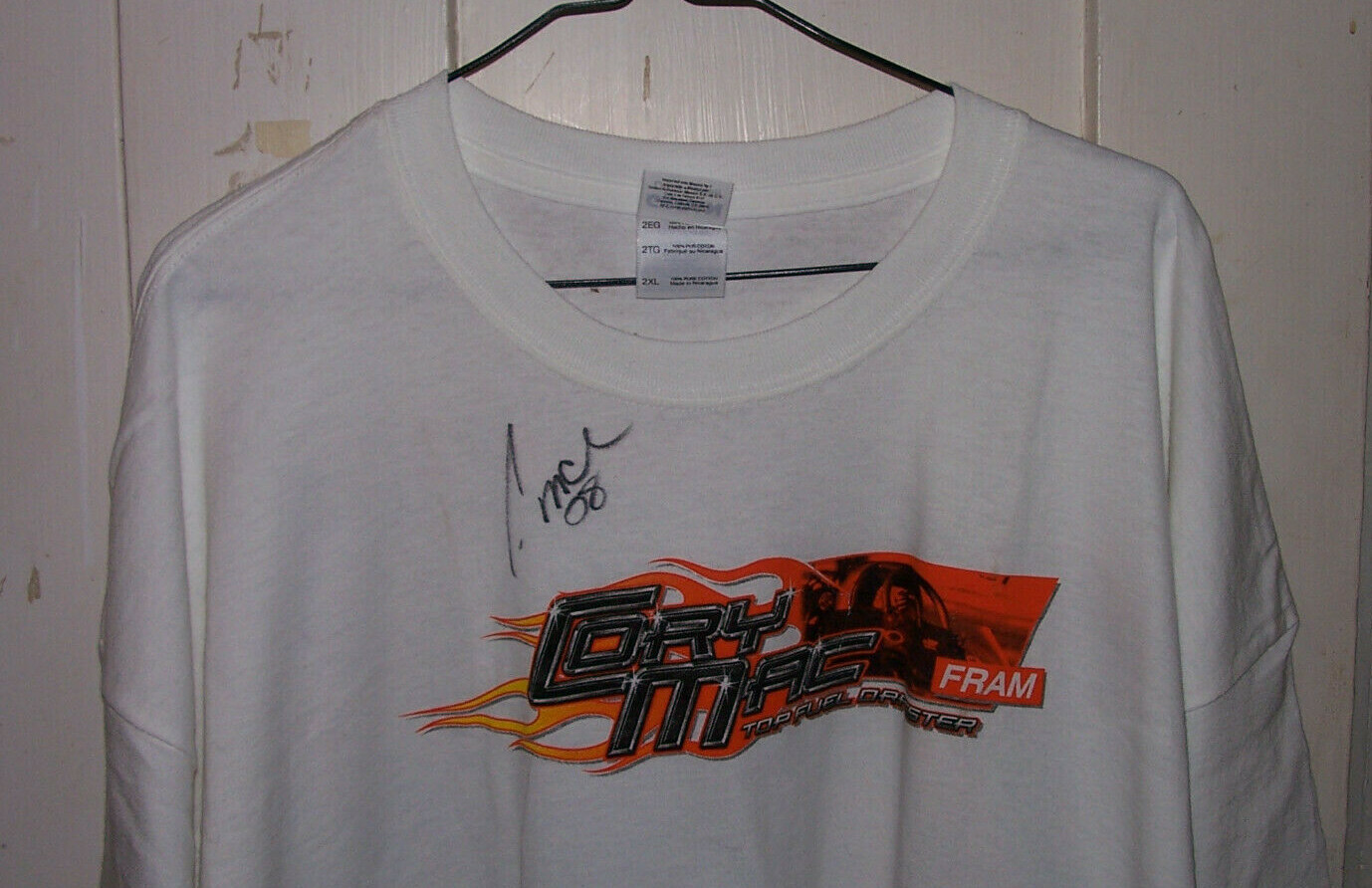 Cory Mac Fram T-SHIRT autographed Size 2XL  McClenathan White Cotton 2008