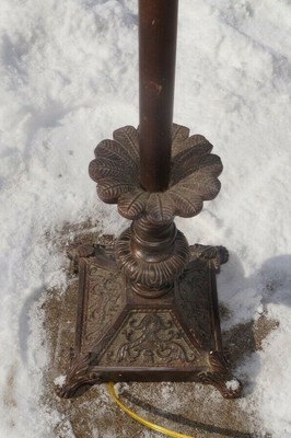 Vintage 1950s Era Ornate Swivel Arm Bronze Finish Decorative Electric Floor Lamp