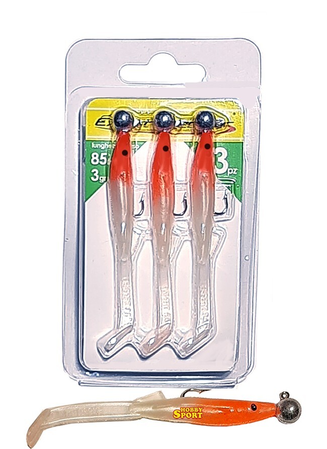 RAGLOU + JIG HEAD 3 gr COL. RH 85mm ESCA SILICONICA EXPERT PLASTIC SOFT 3 PZ