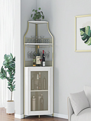 Corner Bar Cabinet Corner Wine Rack With Glass Holder Liquor Bar Cabinet Storage