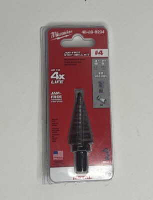 Milwaukee 3/16 in. - 7/8 in. #4 Black Oxide Step Drill Bit / 12-Steps 48-89-9204