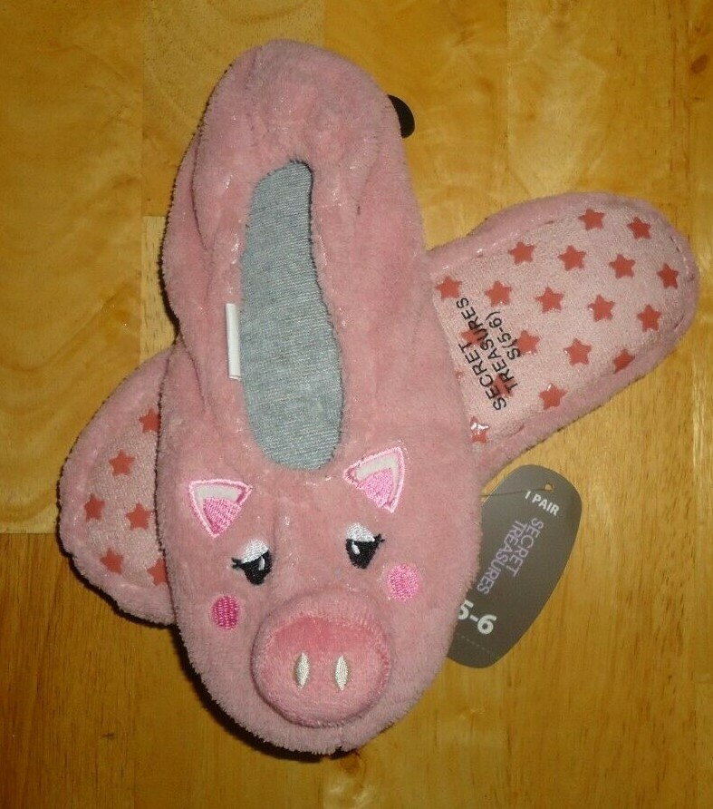 Women's Secret Treasures Ballet Sock Slippers 2 PAIRS Unicorn & Pig Size 5-6 NWT