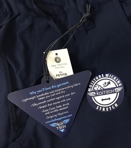 Koi Tech Mia Womens Small Petite Navy Stretch Scrub Pants Style# 726-P NWT