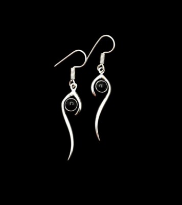 925 Sterling Silver Solid Black Onyx Round Dangle Handmade Genuine  Earrings