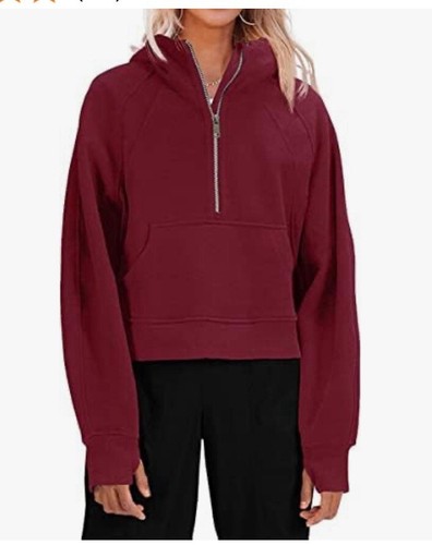 Women's Sweatshirt Hoodie Half Zip Lightweight Pullover With