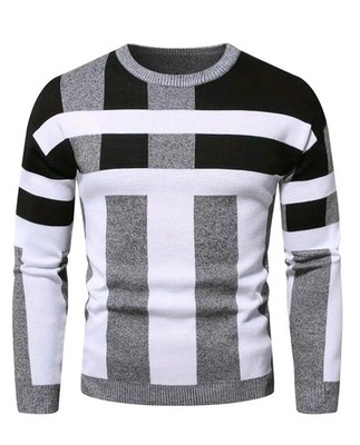 Men's Cross-Border Autumn/Winter Jacquard Fashion Sweater, Size UK 40 Large NEW
