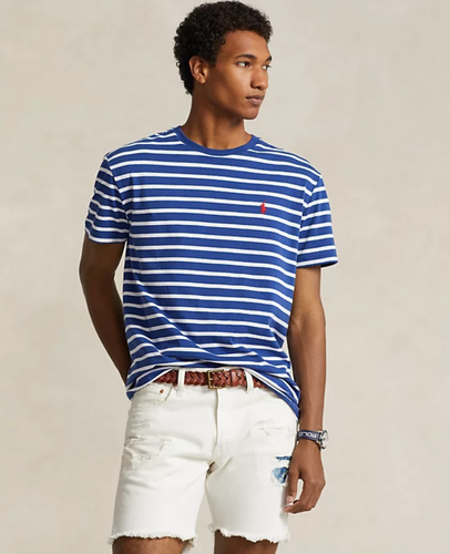Мужская футболка Polo Ralph Lauren из джерси в полоску классического кроя, синий, Средний