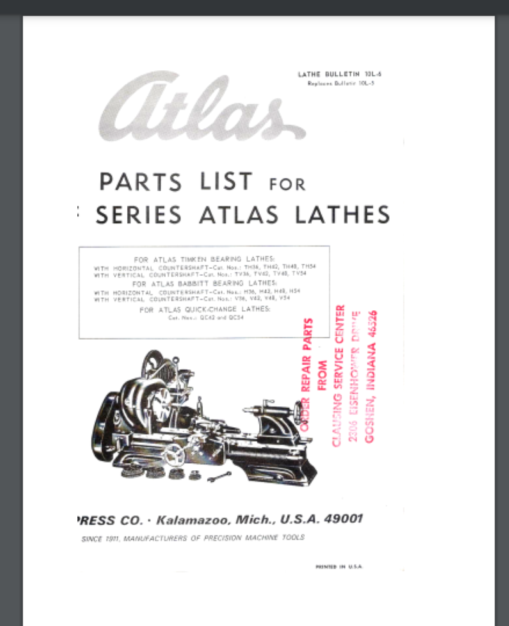 Atlas Metal Lathe Parts Metallathes