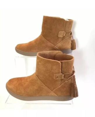 New Koolaburra Ugg boots Skyller ankle booties unlined brown seude tassel sz 6