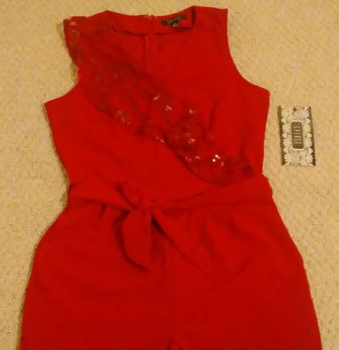 New With Tags Spense Womens Size 10/10 Red Polyester Blend Sleeveless Jumpsuit