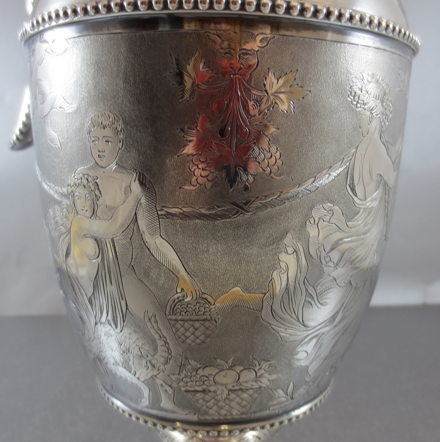 BIG FANTASTIC WINE CLARET JUG OR EWER. ELKINGTON CIRCA 1860. NEOCLASSICAL DESIGN