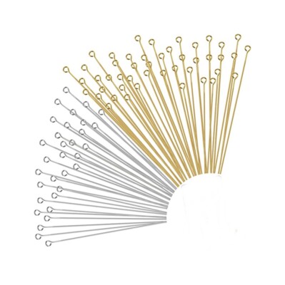 Silver and/or Gold Plated Eye Pins ~ 3-inch 21 gauge 3'' 21ga ~ Brass ~ No Nickel