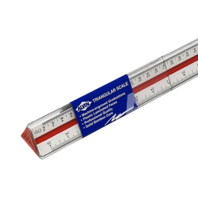 Alvin 241B Engineer Scale 12 inches Triangular Drafting Ruler Solid Bamboo Japan