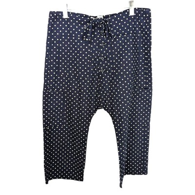 NSF Carlson Pant Drop Crop Navy White Polka Dot Drawstring Waist Crop NWT M