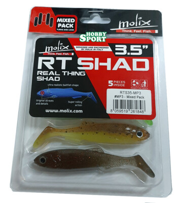 MOLIX RT SHAD 3,5"  MIXED PACK MP3 COLORI ASSORTITI  5 PZ SPINNING BLACK BASS