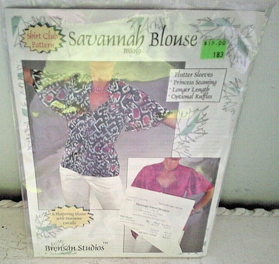 NEW SAVANNAH BLOUSE PATTERN # BSS 159 MISSES BLOUSE SIZE S M L XL