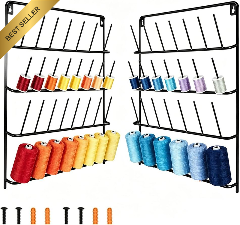 2 Pack Metal Thread Holder Wall Mount,Spools Thread Rack Threads Holder Wall Mou