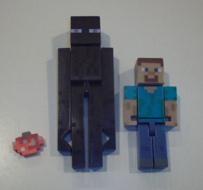 MINECRAFT Action Figure Overworld Lot  ~ Enderman & Steve