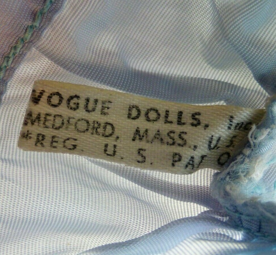 Vintage Vogue Blue Taffeta Lace Trimmed DRESS Ginny Muffie 1950's Medford Tag