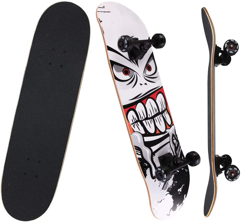 NPET PRO NEW Skateboard Complete 31 x 8 Concave Double Kick Maple Deck White ...