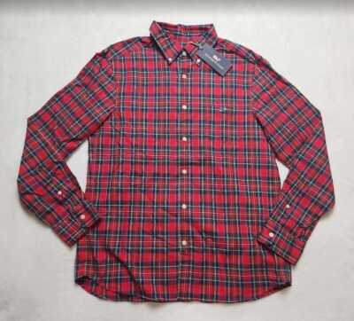 Men's M XL Vineyard Vines cotton twill tartan plaid Christmas button down shirt