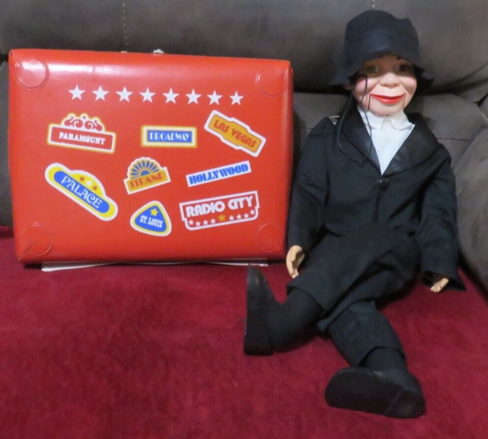 Charlie McCarthy Ventriloquist Dummy Doll Vintage Comes with His Suitcase! RARE!
