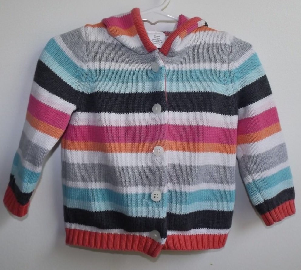 Gymboree 12-18months cotton multi-color stripe button front cardigan EUC