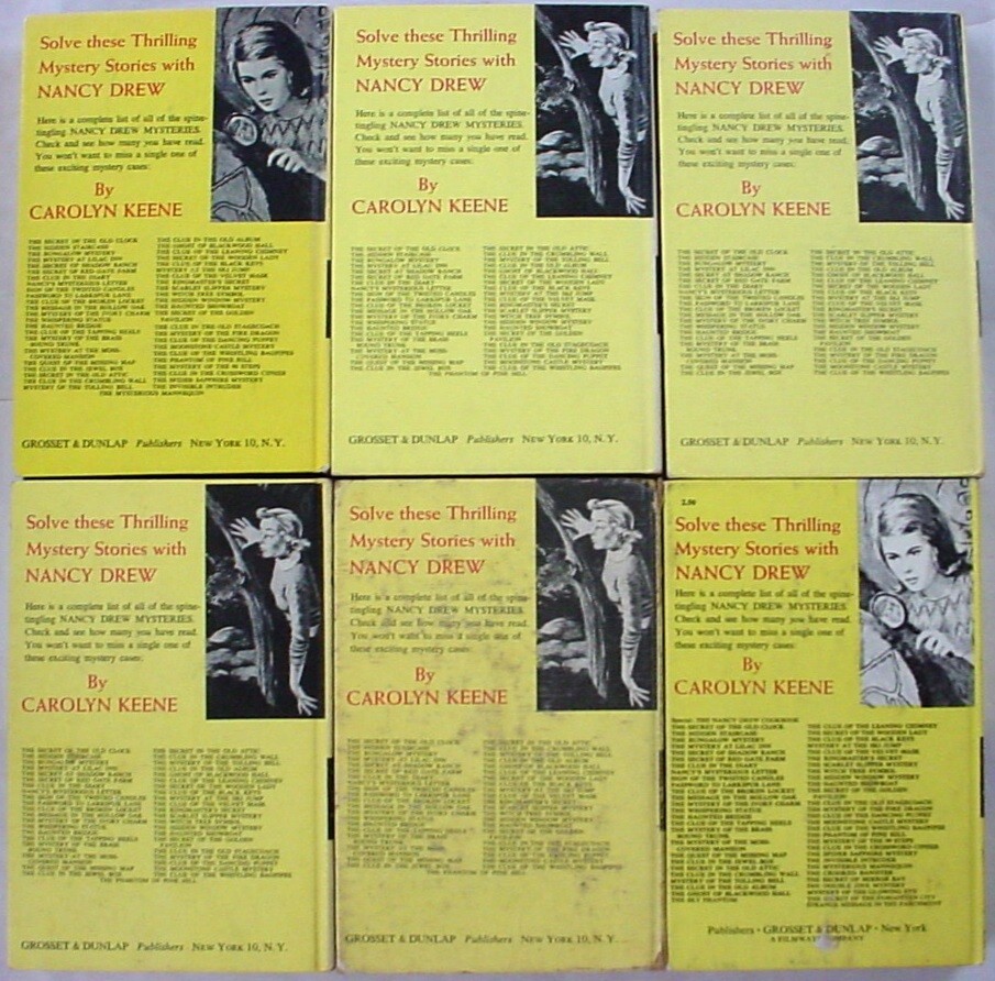 Nancy Drew 6 Lot nos.15, 16, 17, 18, 22, 23 Yellow Spine Picture Cover Editions