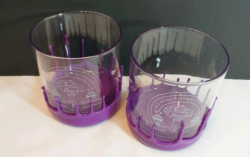 2015 BREEDERS CUP HORSE RACES 2 PURPLE WAX DIPPED ROCKS GLASSES KEENELAND TRACK