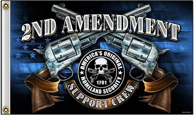 2nd Amendment Support Crew Crossed Pistols Flag [3' x 5' Flag]