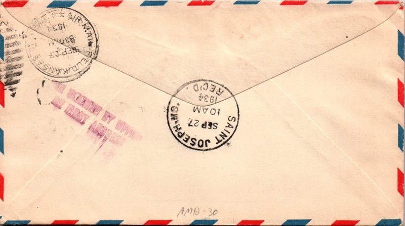CSS - 1934 8c O. Green Airmail, Used with Parks FDC - I11