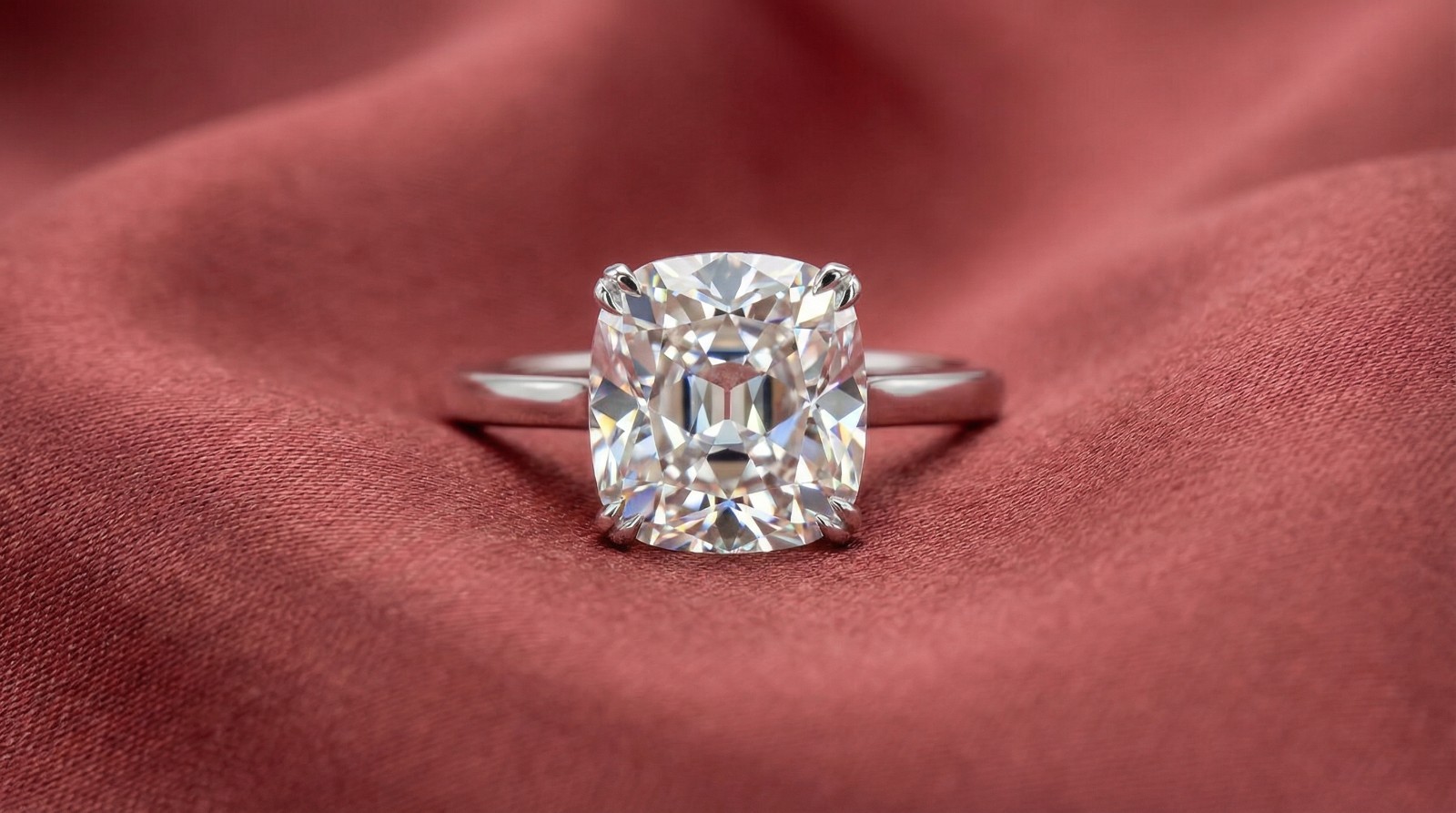 Stunning Look 1.75CT Cushion Moissanite Hidden Halo 18KT Gold Wedding Gift Ring