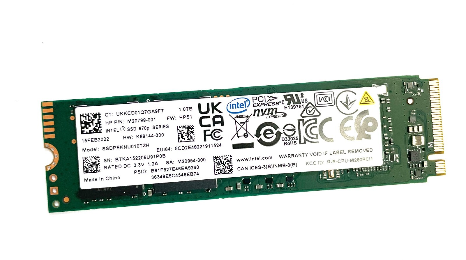 SSD nvme M.2 1TB  INTEL  M.2 Type2280 正常 Genuine Intel HP 1TB Intel M20798-001 SSD NVMe Hard Drive