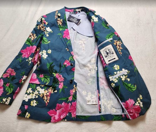 Pre-owned Vineyard Vines Men's 40r 42r  X Kentucky Derby Cotton-linen Floral Blazer In Blue