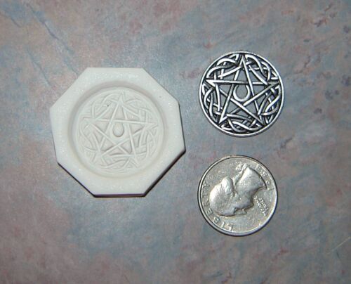 2 Celtic Moon Pentagram Star & Triquetra Trinity Knot Polymer Clay Hard Mold   