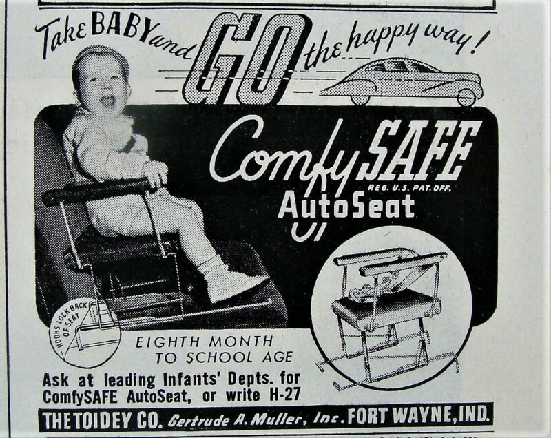 Vtg 1947 ComfySafe Baby Auto Car Seat YOU GOTTA SEE THIS SMALL AD Photo Print Ad