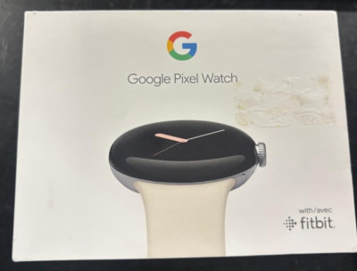 New Google Pixel Watch w Fitbit Silver Steel Case with Chalk Band - GA03182