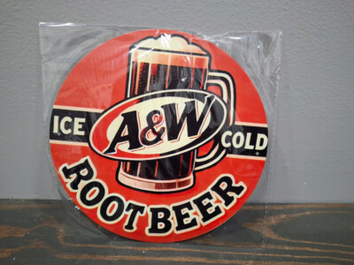A & W Ice Cold Root Beer  METAL SIGN  8 x 8 inch