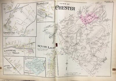 1903 ORANGE COUNTY NY CHESTER CAMPBELL HALL OXFORD DEPOT BURNSIDE COPY  ATLAS MAP