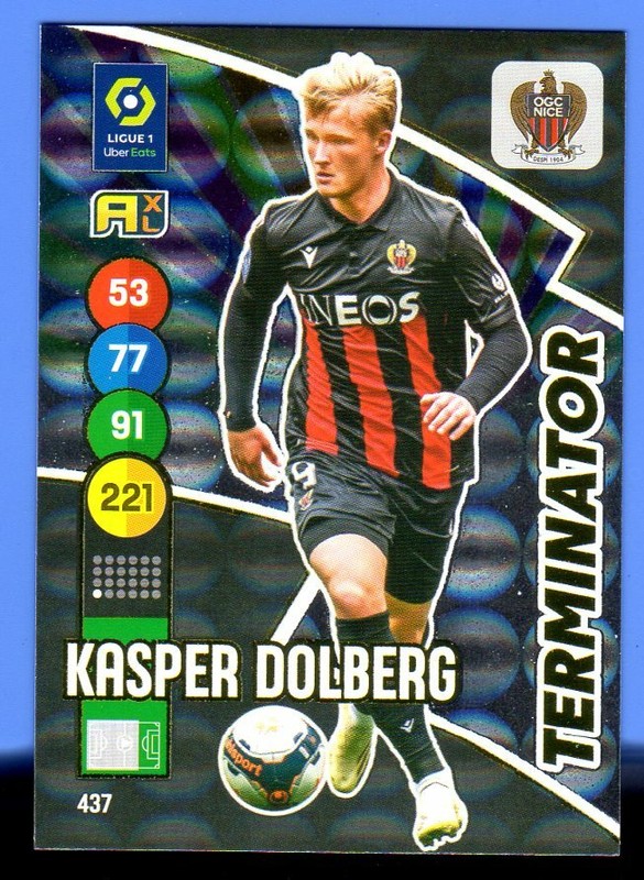 Carte Panini Adrenalyn Xl 2021-22 Ligue 1 #437 Kasper Dolberg Ogc Nice Terminato