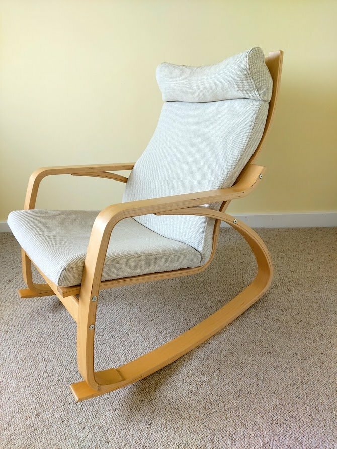 IKEA Pöang rocking chair birch veneer with cream cover in