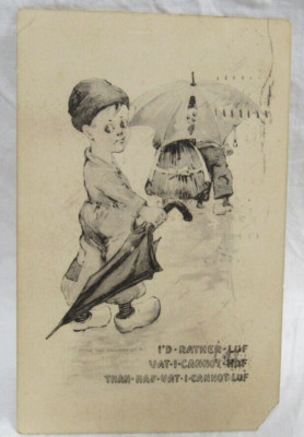 1911 Comic Postcard Fairmans Rather Luf What I cant Haf Then Haf Vat I cant Luf