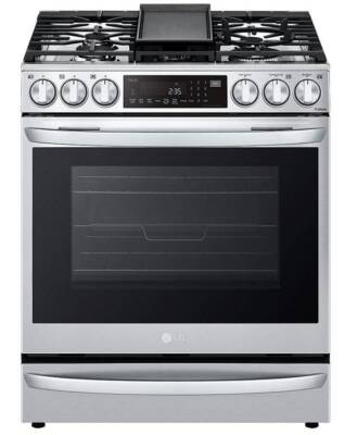 LG 30'' Stainless 5 Sealed Burner Smart Instaview Gas Slide-In Range LSGL6337F