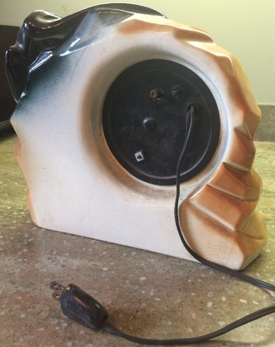 Vintage Antique Ceramic Panther Clock. Works!