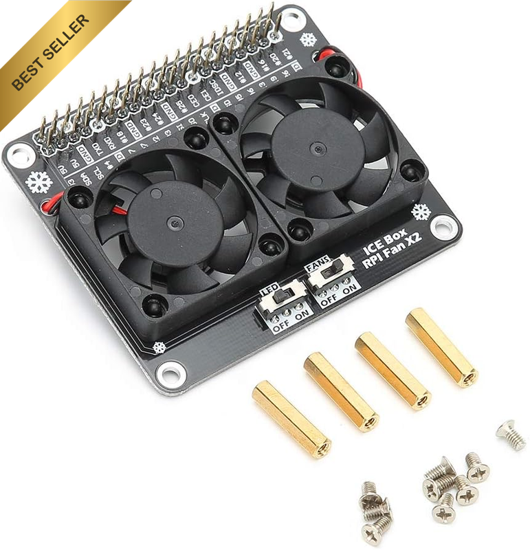 Double Computer Case Cooling Fan, 40Pin Expansion Board Heat Sink Active Cooling