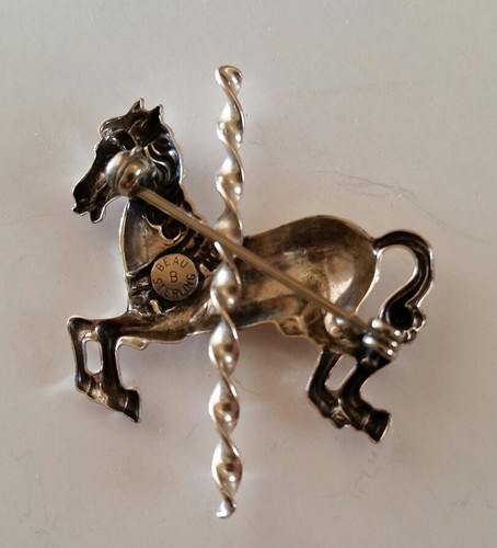 Sterling Silver By Beau Carousel Horse Pin Brooch