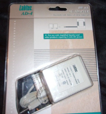 Labtec AD-4 400 mA AC Adapter Converts 110 Volts AC To 6 Volts DC New In Package