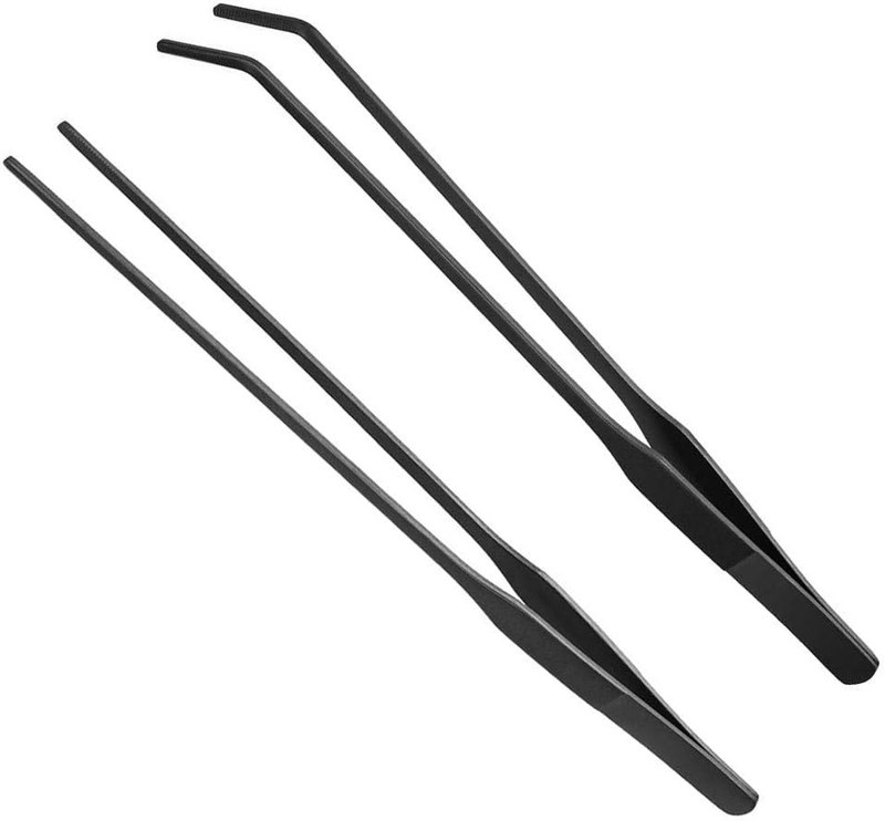 2PCS Aquarium Tweezers Stainless Steel Straight and Curved Twe...