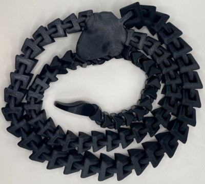 3D Printed Flexible Articulated Snake - Black - 50'' Long