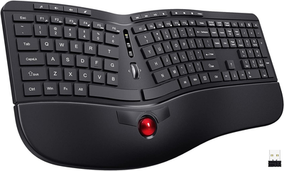 , 2 In 1 Wireless Computer Keyboard And Trackball Mouse Combo